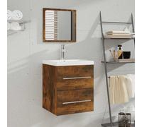 Armoire de Salle de Bain avec Miroir Chêne Fumé 41x38,5x48 cm Rangement vidaXL