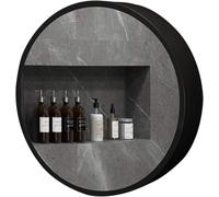 Armoire de Salle de Bain avec Miroir éclairé à LED, Armoire de Rangement Murale Ronde pour médicaments avec Interrupteur Tactile Intelligent antibuée, Noir A, 70 cm (Noir a 50 cm)