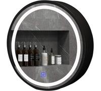 Armoire de Salle de Bain avec Miroir éclairé à LED, Armoire de Rangement Murale Ronde pour médicaments avec Interrupteur Tactile Intelligent antibuée, Noir A, 70 cm (Noir B 70 cm)