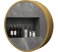 Armoire de Salle de Bain avec Miroir éclairé à LED, Armoire de Rangement Murale Ronde pour médicaments avec Interrupteur Tactile Intelligent antibuée, Noir A, 70 cm (Or a 50 cm)