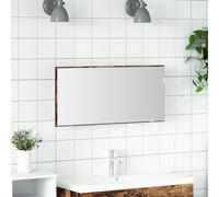 Armoire de salle de bain avec miroir et éclairage LED couleur chêne fumé 80 x 37 cm avec beaucoup d'espace de rangement, design moderne, construction en bois massif robuste, simple