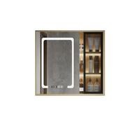 Armoire de salle de bain avec miroir et éclairage LED - Rangement mural nizer - Compartiments divisés pour articles de toilette et médicaments - 67 x 70 cm - Design compact