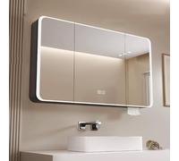 Armoire de salle de bain avec miroir et lumière - Solution de rangement en aluminium anti-buée avec étagère, design moderne et élégant, gain de place pour votre salle de bain