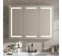 Armoire de salle de bain avec miroir LED 120 cm - Double porte de rangement murale avec étagère - Dimensions : 120 x 40 x 90 cm - Décoration moderne pour salle de bain