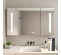 Armoire de salle de bain avec miroir LED avec éclairage réglable et grand espace de rangement - Solution de décoration de salle de bain élégante et fonctionnelle