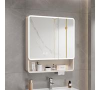 Armoire de salle de bain avec miroir LED Smart - 100 cm - En aluminium - Anti-buée, contrôle tactile, étagère ouverte et trou pour papier - Solution murale élégante