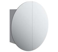 Armoire de salle de bain avec miroir LED - vidaxl - 47x47x17,5 cm - Gris - Miroir rond 70 cm - Éclairage LED - 2 portes