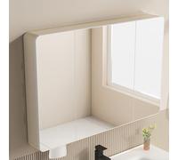 Armoire de salle de bain avec miroir mural en alliage d'aluminium, design rectangulaire avec charnière silencieuse et espace de rangement multifonction
