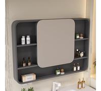 Armoire de Salle de Bain avec Miroir rectangulaire, en Alliage d'aluminium, avec charnière silencieuse, Armoire Murale de Salle de Bain en Alliage d'aluminium avec rangements Multi