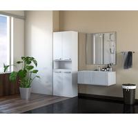 Armoire De Salle De Bain Avec Porte + Panier - Style Moderne - 174x60x30 Cm - Colonne Salle De B - Glaze Blanc