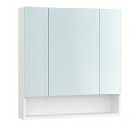 Armoire De Salle De Bain Avec Portes Miroir, Armoire Murale À Miroir, Compartiment Ouvert, Étagères Réglables, 16,5 X 70 X 75 Cm, Blanc Nuage Blanc