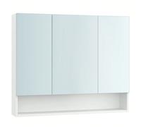 Armoire De Salle De Bain Avec Portes Miroir, Armoire Murale À Miroir, Compartiment Ouvert, Étagères Réglables, 16,5 X 90 X 75 Cm, Blanc Nuage Blanc