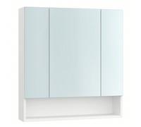 Armoire de Salle de Bain avec Portes Miroir, Meuble de Rangement , Armoire Murale à Miroir, Compartiment Ouvert, Étagères Réglables, 16,5 x 70 x 75 cm, Blanc Nuage [ESPACE OUVERT ET FERMÉ] Les compart