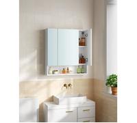Armoire de Salle de Bain avec Portes Miroir - VASAGLE - Blanc Nuage - Étagères Réglables - 16,5 x 70 x 75 cm