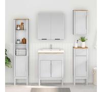vidaXL Armoire de salle de bain avec porte cire marron 35 x 30 x 90 cm, moderne, étagères réglables