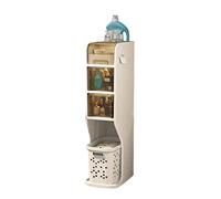 Armoire de Salle de Bain Bacs de Rangement empilables, Armoire de Salle de Bain à 4 Niveaux, Panier à Linge Fin avec tiroir et Rangement pour Papier Toilette, Armoire Peu encombrante pour Un Usage do