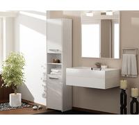Armoire de salle de bain - Blanc - 170x40x30 cm - 2 portes - Style contemporain - Rangement optimal