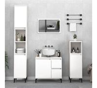 vidaXL Armoire de salle de bain Colonne 30x30x100 cm - Blanc, avec compartiment et pieds