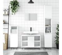 vidaXL Armoire de salle de bain Colonne – 2 compartiments et étagère – Blanc