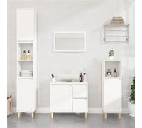 vidaXL Armoire de salle de bain Colonne de rangement 6 compartiments 2 portes Blanc bois d'ingénierie