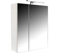 Armoire de salle de bain Blanc 60x70cm Miroir Lumière LED, 2 compartiments, Moderne & Résistant à l'humidité