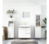vidaXL Armoire de salle de bain – Placard avec compartiment et 2 tiroirs – Blanc bois d'ingénierie