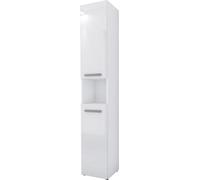 Armoire de salle de bain : Blanc mat / Blanc brillant, 30 cm x 174 cm x 30 cm