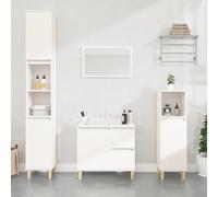 Armoire De Salle De Bain Blanche 65x33x60 Cm, Fixation Murale, 2 Tiroirs, 1 Porte, Réversible Blanc