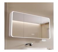 Armoire de salle de bain blanche avec miroir éclairé - Solution de rangement multifonction pour maison, appartement, hôtel - 110 x 70 cm