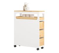 Armoire de Salle de Bain BZR54-WN SoBuy - Meuble Bas de Salle de Bain - 1 Plateau Amovible et 3 tiroirs - 65x23x82cm