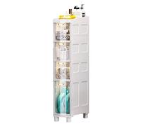 Armoire de salle de bain Chariot de rangement étroit à 4 tiroirs sur roulettes (14 cm de large) en plastique pour salle de bain, chambre, bureau, cuisine, salon - Solution de rangement compacte