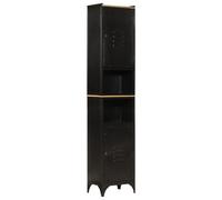 Armoire de Salle de Bain, Colonne de Toilette avec Poignée, Meuble de Rangement Intérieur, Moderne, Fer et Bois de Manguier