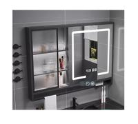 Armoire de salle de bain élégante à LED avec éclairage mural Noir 140 x 75 cm - Salle de bain moderne avec support de poche pour un confort ultime