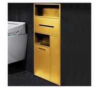 Armoire de salle de bain en acier inoxydable 304 avec support de papier toilette intégré pour chambre à coucher, bureau et cuisine (doré, 30 x 78 x 14 cm)