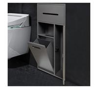 Armoire de salle de bain en acier inoxydable 304 avec support de papier toilette intégré pour chambre à coucher, bureau, cuisine (gris, 30 x 65 x 14 cm)