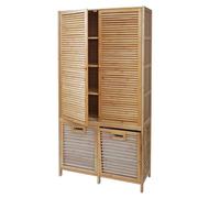 Armoire de salle de bain en bambou HWC N83 168x82x34cm