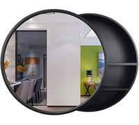 Armoire de Salle de Bain en Bois Massif avec Miroir Mural Rond de Rangement pour Salle de Bain, Toilettes, Dressing, Couleur Bois, Taille : XXX