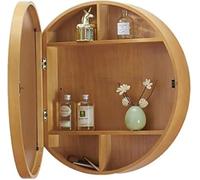 Armoire de salle de bain en bois massif de 60 cm - Miroir mural rond avec fonction de rangement pour une décoration d'intérieur élégante et des espaces nizés
