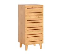 [en.casa] Armoire de Salle de Bain Meuble de Rangement sur Pied avec Étagère Tiroir et Porte Fermeture Magnétique pour Cuisine Entrée Toilette Stable Élégant Bambou 77 x 33 x 30 cm Naturel