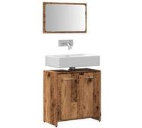 Armoire de salle de bain et miroir vieux bois bois d ingénierie G