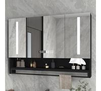 Armoire de salle de bain étroite avec miroir LED Smart Touch Switch HD Désembuage de l'heure Économie d'espace Rangement Finition noire 152,4 x 33 x 20,3 cm