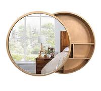 Armoire de Salle de Bain étroite avec Porte coulissante Ronde et Miroir, fixée au Mur, en Bois Massif, idéale pour la décoration du Salon.