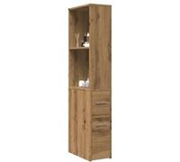 vidaXL Armoire de salle de bain étroite avec roulettes Chêne artisanal Marron G