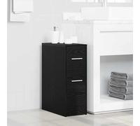 vidaXL Armoire de salle de bain étroite avec roulettes noir, armoire de salle de bain haute, rangement de salle de bain 855278