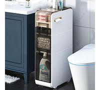 Armoire de salle de bain haute et étroite avec tiroirs transparents et roulettes, solution de rangement en plastique pour économiser de l'espace pour une salle de bain efficace
