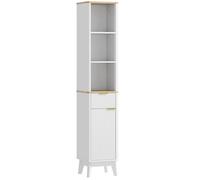 Armoire de salle de bain - HOMCOM - avec 3 étagères ouvertes, tiroir et 2 étagères réglables - 33 x 30 x 170 cm - blanc