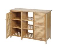 Armoire de salle de bain HWC-B18 2 portes Bambou 87x99x33cm