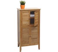 Armoire de salle de bain HWC-B18, étagère commode, 4 portes bambou 100x50x30cm