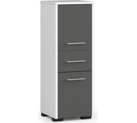 Armoire de salle de bain indépendante : un tiroir, deux portes, trois étagères, couleur : blanc | gris graphite, dimensions du meuble : l : 30 cm, H : 85 cm, P : 30 cm