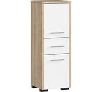 Armoire de salle de bain indépendante : un tiroir, deux portes, trois étagères, Couleur : Chêne Sonoma | blanc, Dimensions du meuble : L : 30 cm, H : 85 cm, P : 30 cm